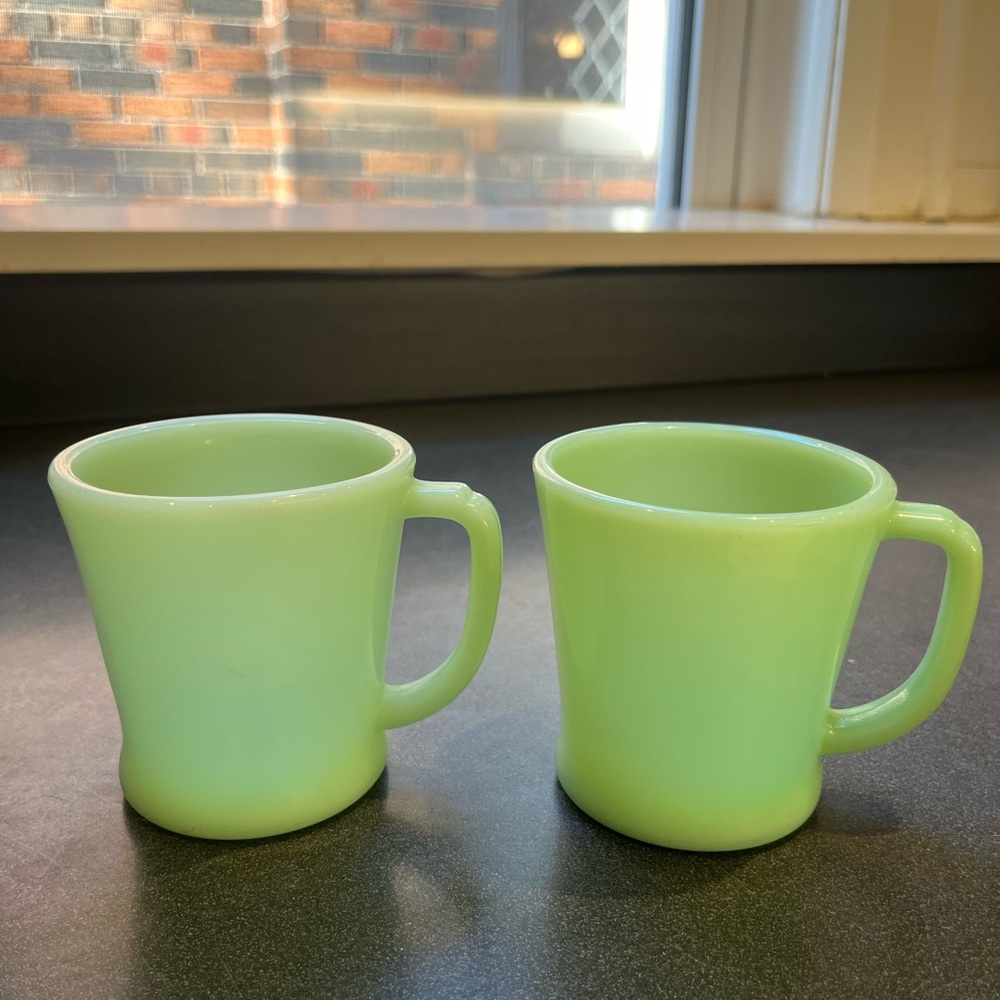 Set of Two Fire King Jadite Mugs